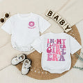 In My Flower Girl Era Baby Romper with Pink and Purple Floral Text, Soft Cotton Newborn Outfit, Matching Family Wedding Party Gift Idea