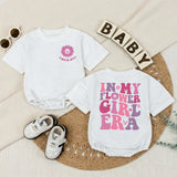 In My Flower Girl Era Baby Romper with Pink and Purple Floral Text, Soft Cotton Newborn Outfit, Matching Family Wedding Party Gift Idea
