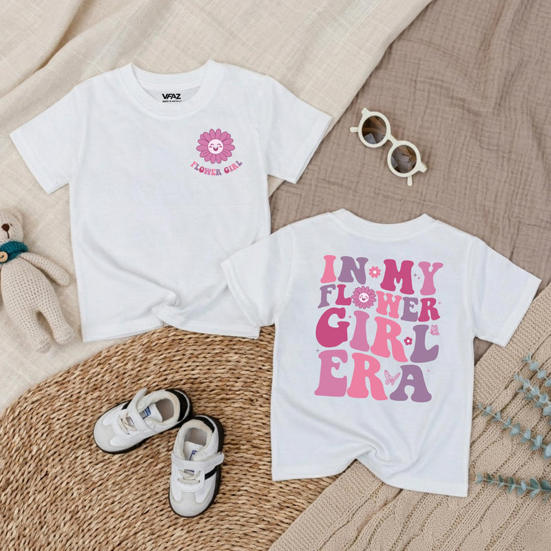 In My Flower Girl Era Baby Romper with Pink and Purple Floral Text, Soft Cotton Newborn Outfit, Matching Family Wedding Party Gift Idea