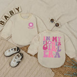 In My Flower Girl Era Baby Romper with Pink and Purple Floral Text, Soft Cotton Newborn Outfit, Matching Family Wedding Party Gift Idea