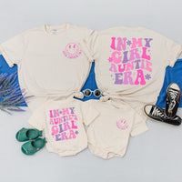 In My Girl Auntie Era Matching Shirts Retro Hot Pink Design Family Gift for Aunt and Niece Cute Birthday Custom Flower Graphic Tee