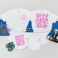 In My Girl Auntie Era Matching Shirts Retro Hot Pink Design Family Gift for Aunt and Niece Cute Birthday Custom Flower Graphic Tee