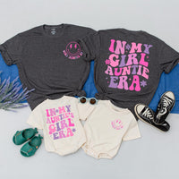 In My Girl Auntie Era Matching Shirts Retro Hot Pink Design Family Gift for Aunt and Niece Cute Birthday Custom Flower Graphic Tee