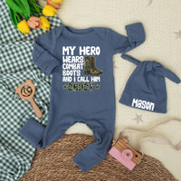My Hero Wears Combat Boots Baby Bodysuit with Camo Daddy Design Custom Gift for Newborns Fathers Day Army Dad Baby Shower Outfit