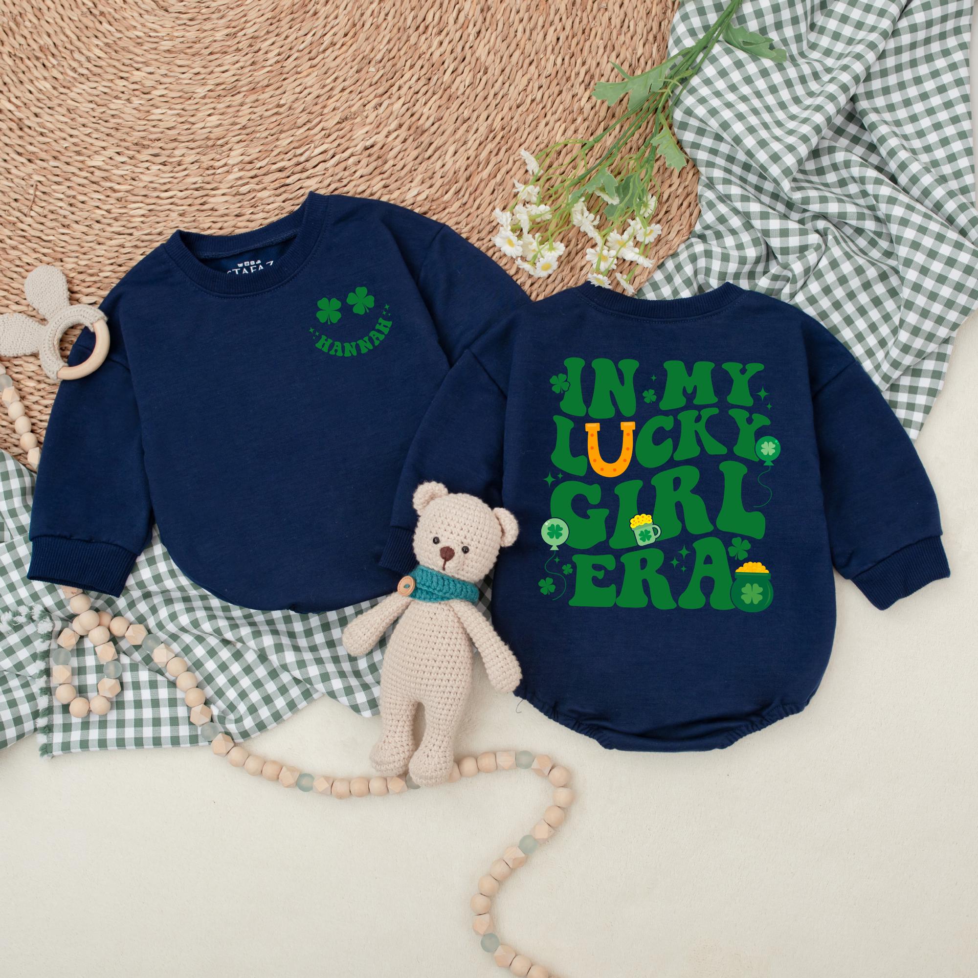 In My Lucky Girl Era Baby Romper for St Patrick's Day Fun Infant Gift Vibrant Shamrock Flower Design Comfortable Cotton Outfit