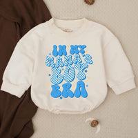 In My Mama's Boy Era Baby Romper - Cute Blue Checkered Text Print, Long Sleeve Soft Cotton Bodysuit for Boys, Perfect Baby Shower Gift