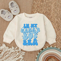 In My Mama's Boy Era Baby Romper - Cute Blue Checkered Text Print, Long Sleeve Soft Cotton Bodysuit for Boys, Perfect Baby Shower Gift
