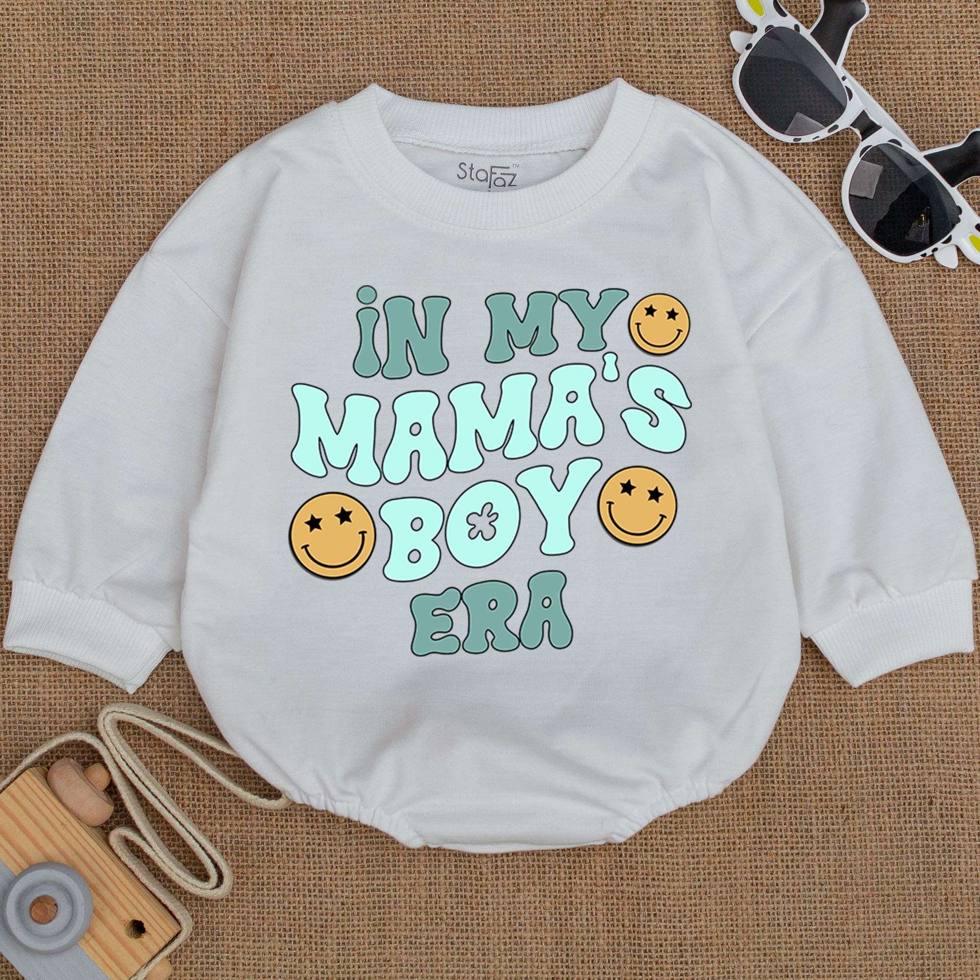 In My Mama's Boy Era Baby Romper with Smiley Faces Playful Blue Font Soft Cotton Newborn Gift Outfit Toddler Boy's Holiday Shirt