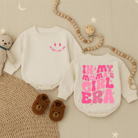 My Mama's Girl Era Baby Romper with Pink Retro Smiley Face Print, Long Sleeve Cotton Bodysuit for Baby Girls, Cute Gift for Mother's Day