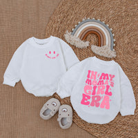 My Mama's Girl Era Baby Romper with Pink Retro Smiley Face Print, Long Sleeve Cotton Bodysuit for Baby Girls, Cute Gift for Mother's Day