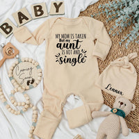 My Mom Is Taken but Hot Aunt Bodysuit Funny Baby Outfit Gift for New Auntie Soft Cotton Newborn Clothes Personalized Toddler Apparel