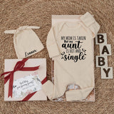 My Mom Is Taken but Hot Aunt Bodysuit Funny Baby Outfit Gift for New Auntie Soft Cotton Newborn Clothes Personalized Toddler Apparel