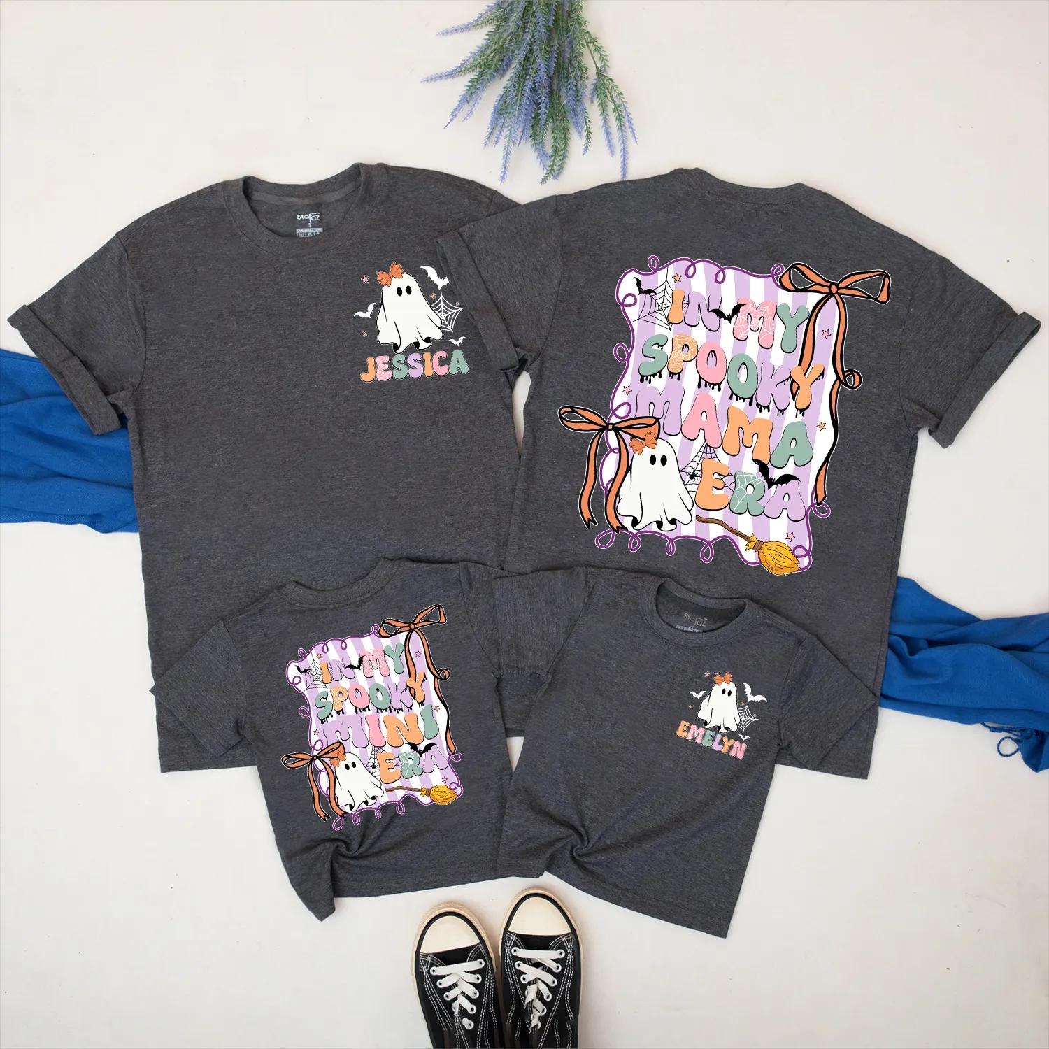 In My Spooky Mama & Mini Era Personalized Halloween Matching Outfit Cute Ghost Design Vibrant Colors Family Cotton Soft Comfortable