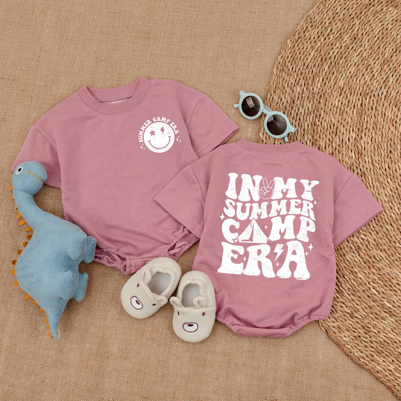 In My Summer Camp Era Newborn Baby Romper Vibrant Retro Design Camping Family Outfit Soft Cotton Playful Colors Smiley Face Fun Gift