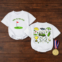 New To The Club Golf Bubble Romper Baby Boy Outfit, Fun Cartoon Golf Design, Comfortable Cotton Birthday, Casual Summer Toddler Clothes