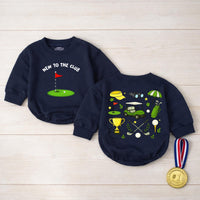 New To The Club Golf Bubble Romper Baby Boy Outfit, Fun Cartoon Golf Design, Comfortable Cotton Birthday, Casual Summer Toddler Clothes