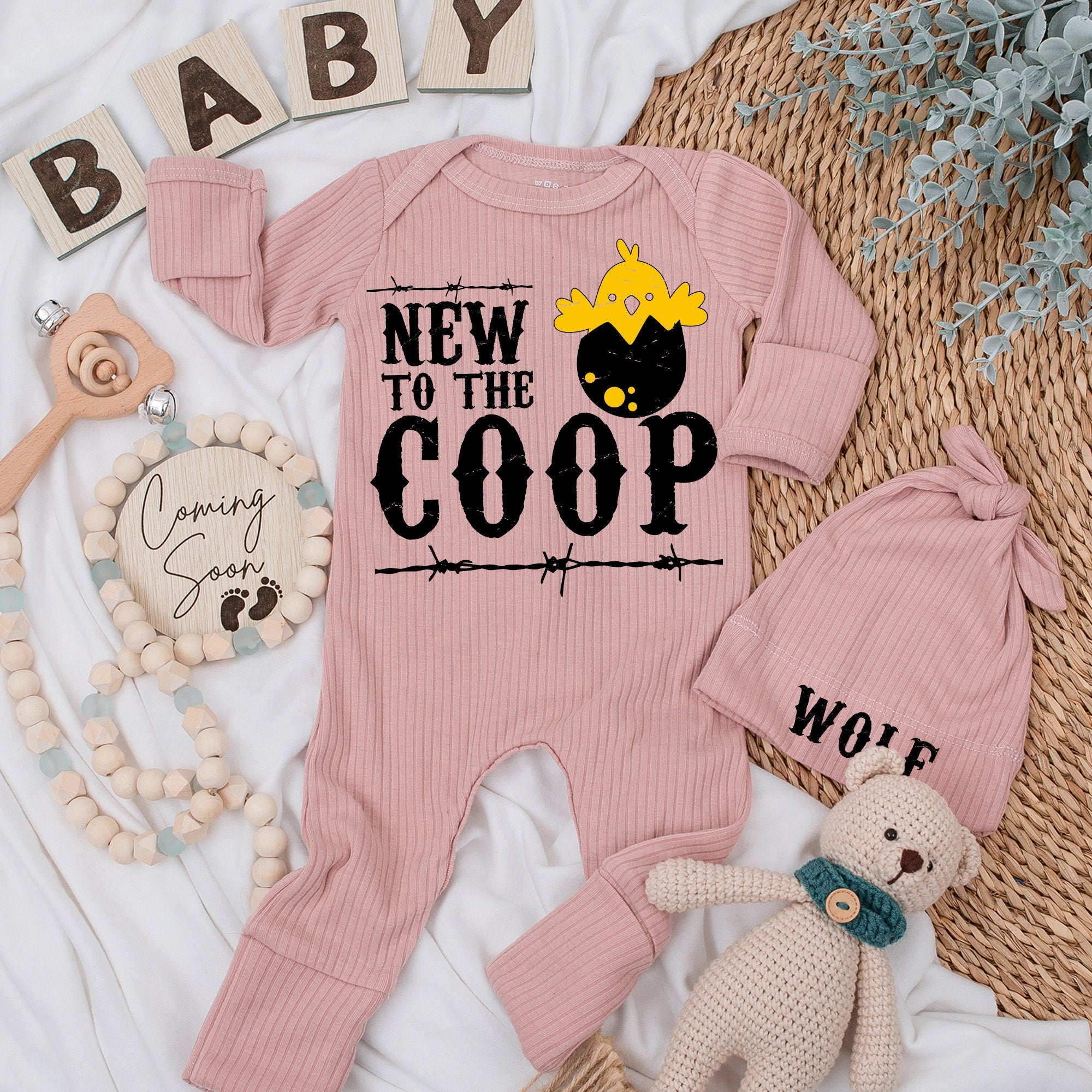 New to the Coop Baby Bodysuit Whimsical Chick Design Cotton Country Outfit Gift