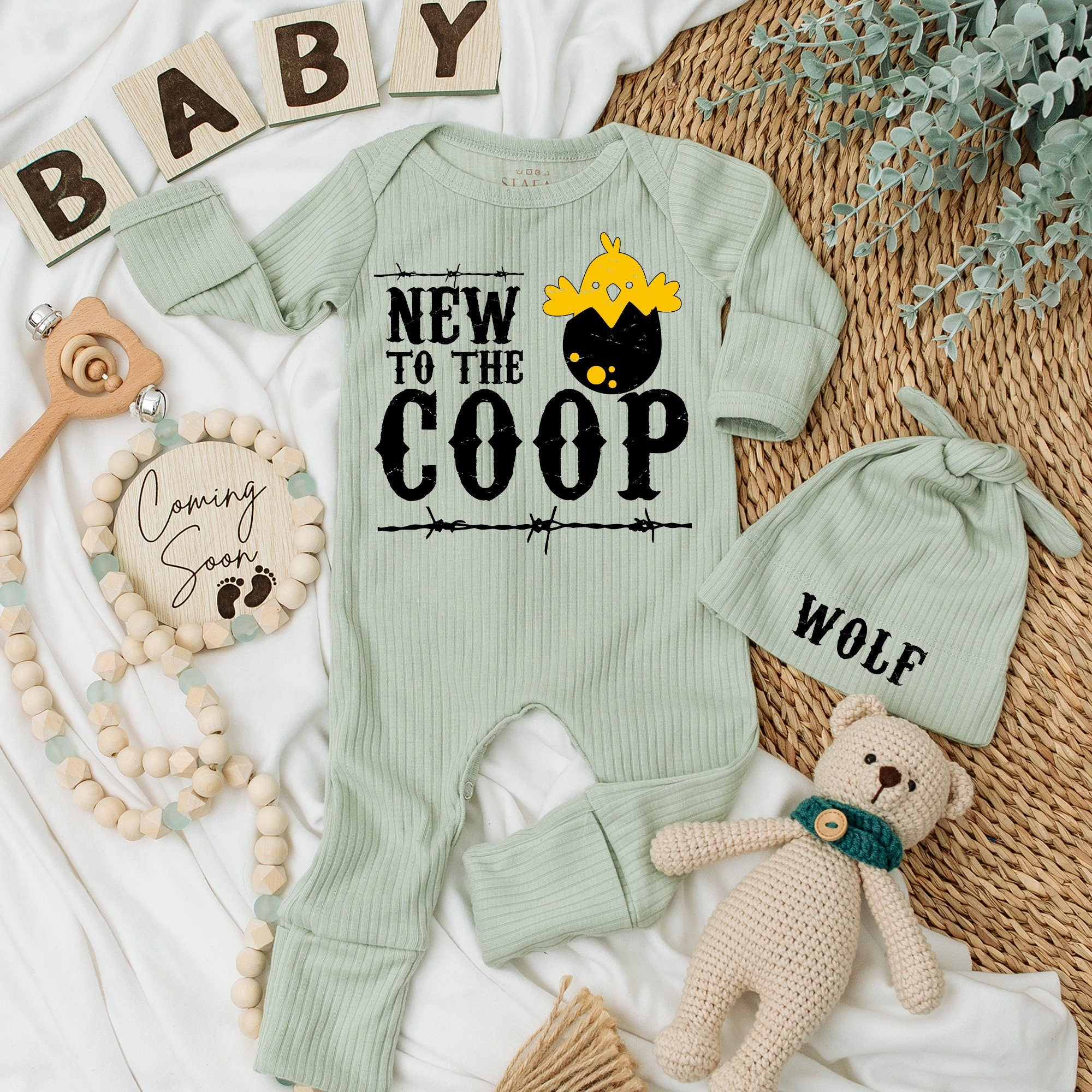 New to the Coop Baby Bodysuit Whimsical Chick Design Cotton Country Outfit Gift