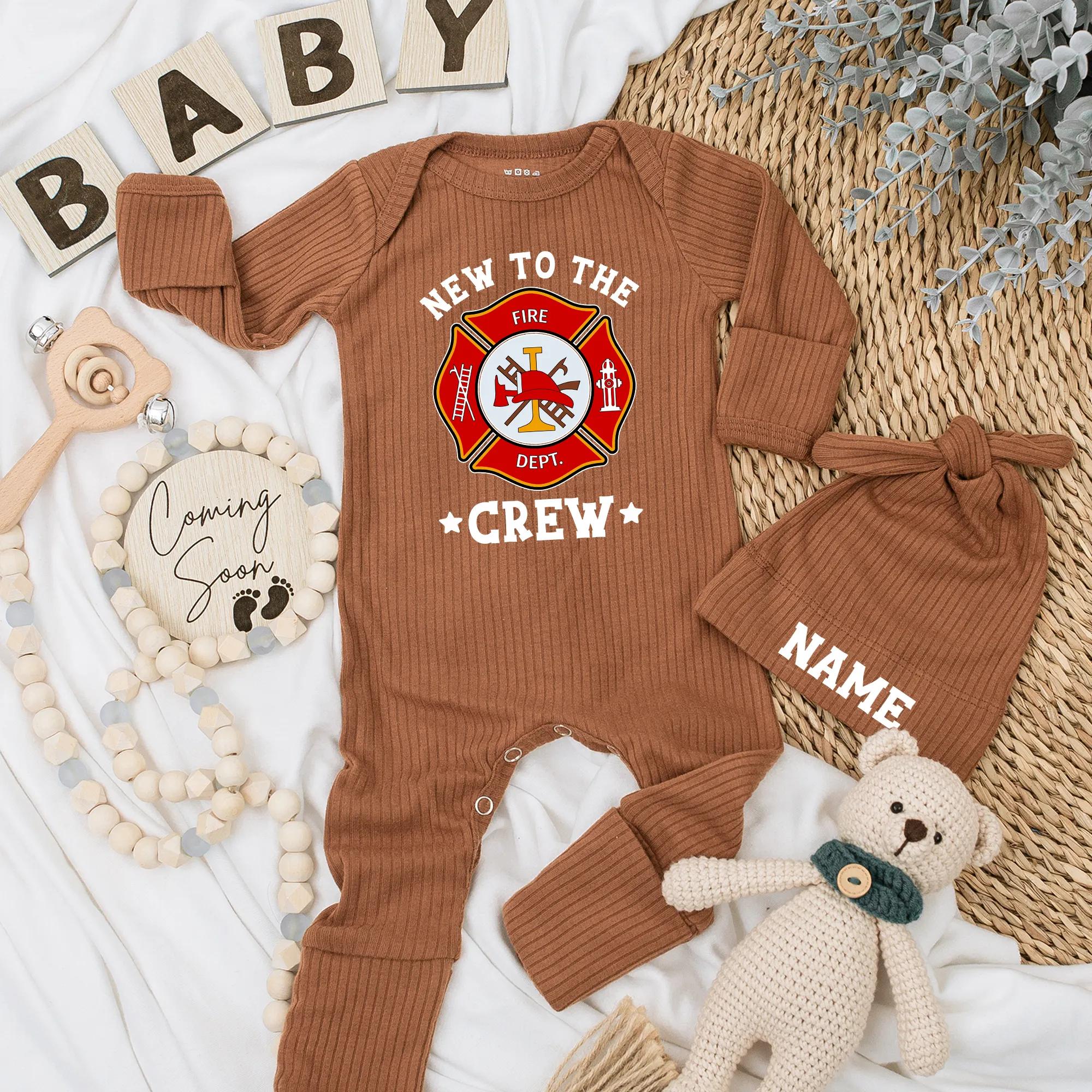 New to the Crew Firefighter Baby Bodysuit Fire Department Outfit Cute Newborn Clothes Firefighter Dad Gift Soft Cotton Design