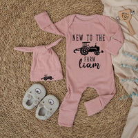 New to the Farm Custom Baby Bodysuit with Tractor Design, Personalized Name Outfit for Baby Boy or Girl, Rustic Coming Home Clothes