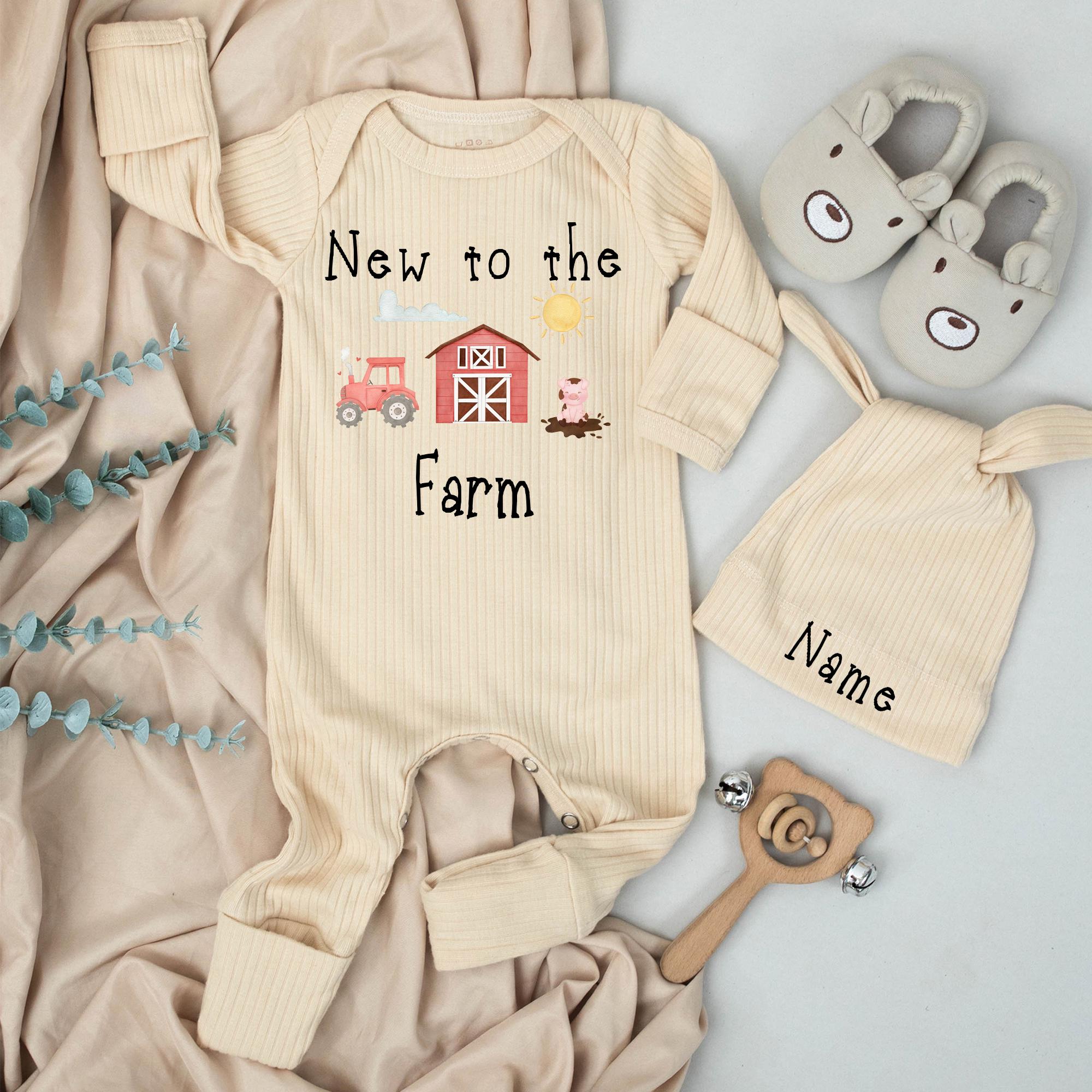 New to the Farm newborn Baby Bodysuit, Trendy Farm newborn Outfit, Personalized  Baby Clothes, Baby Shower Gift, Tractor Baby Coming Soon