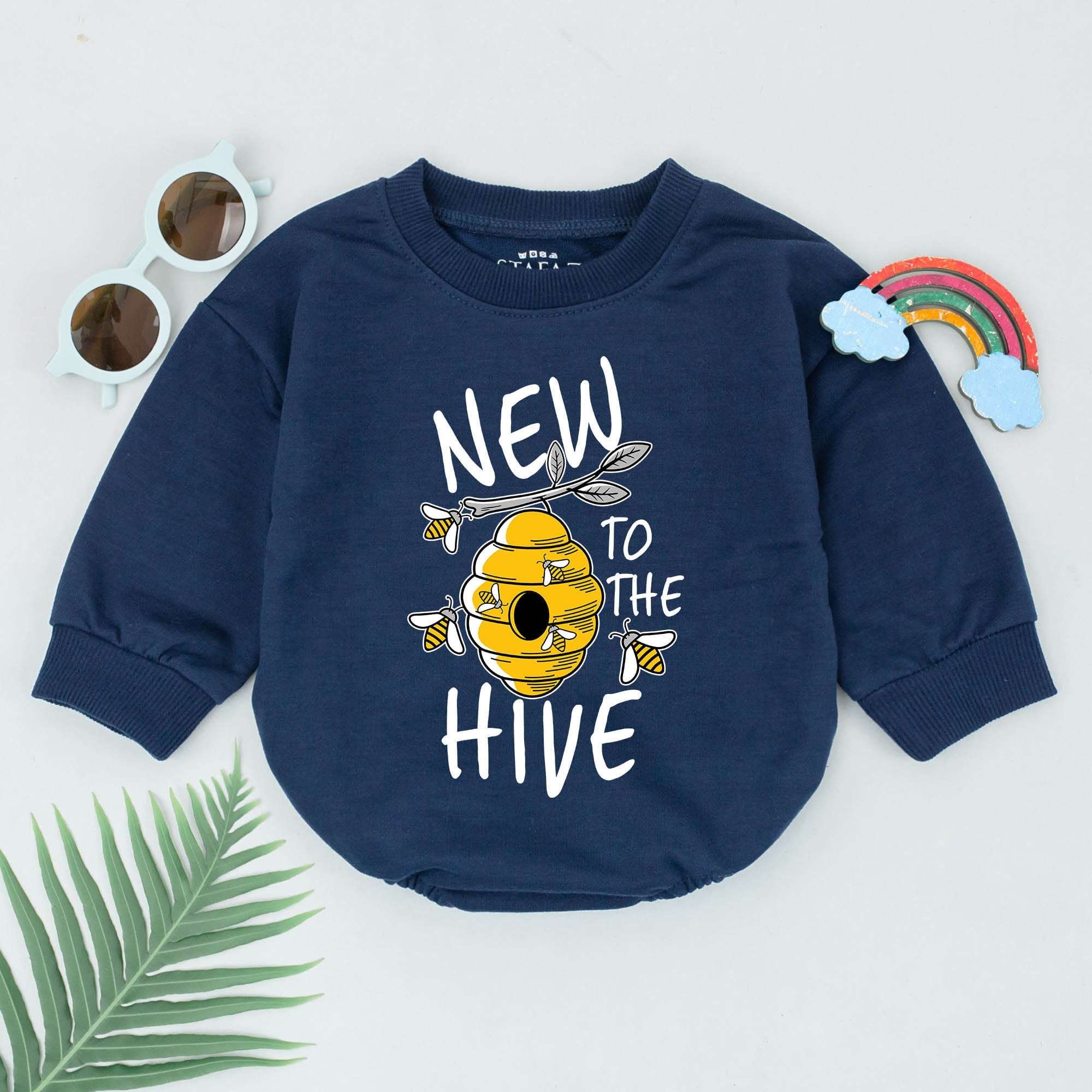 New to the Hive Baby Romper Bumblebee Design Soft Cotton Infant Outfit Birthday Shower Gift for Baby Girl Boy Playful Sunglasses Style