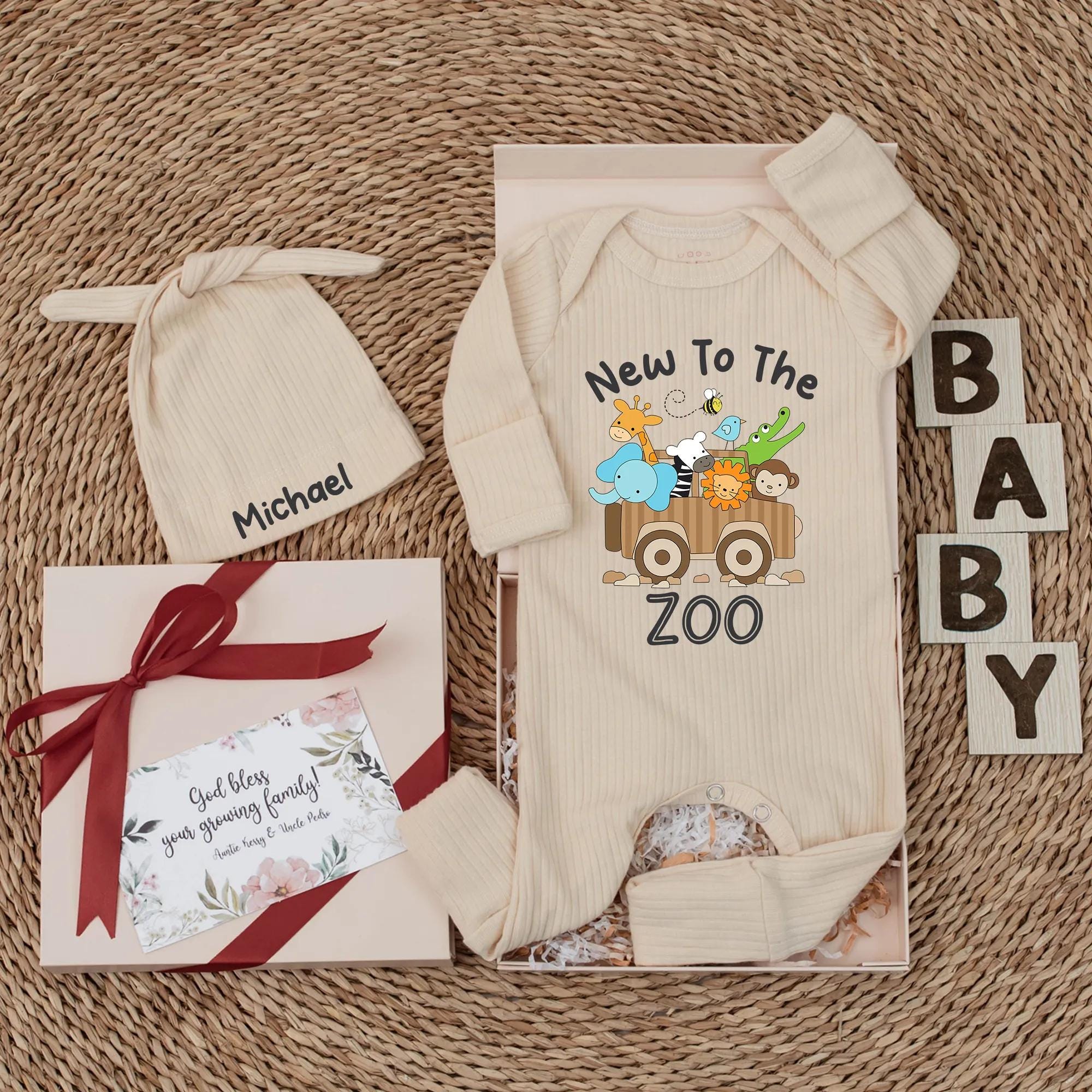 New to the Zoo Baby Bodysuit Custom Jungle Safari Outfit for Infants Cute Animal Romper Gift Idea Baby Shower Zoo Party Cotton Soft Wear