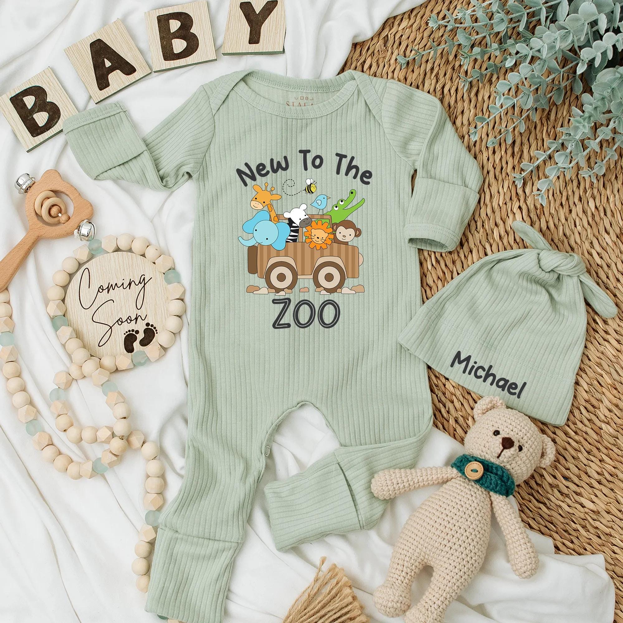 New to the Zoo Baby Bodysuit Custom Jungle Safari Outfit for Infants Cute Animal Romper Gift Idea Baby Shower Zoo Party Cotton Soft Wear
