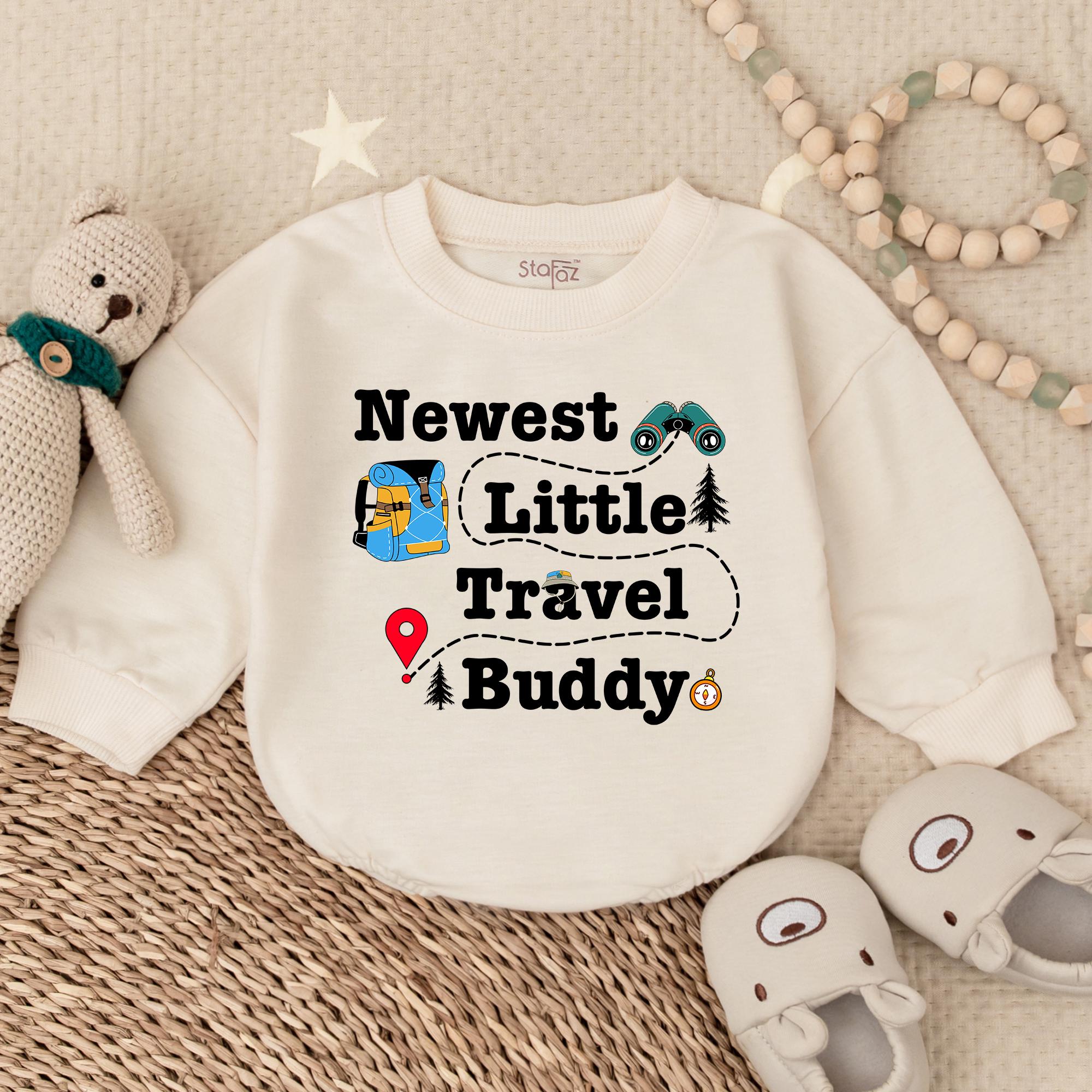 Newest Little Travel Buddy Baby Romper Adventure Outfit Outdoor Exploration Gift for Celebrations Camping Comfortable Cotton Design