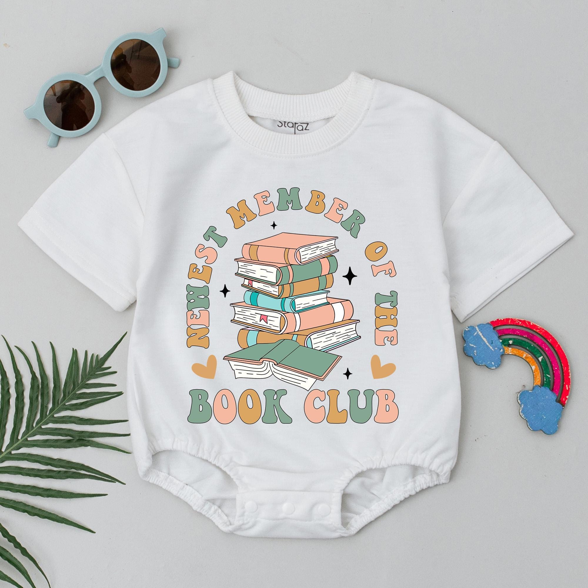 Newest Member Book Club Baby Romper Colorful Books Infant Reading Gift Soft Cotton Playful Design Baby Shower Outfit