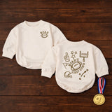 Noah's First Down Football Baby Romper with Custom Name, Sports-Themed Birthday Outfit for Toddlers, Personalized Milestone Gift