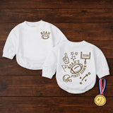 Noah's First Down Football Baby Romper with Custom Name, Sports-Themed Birthday Outfit for Toddlers, Personalized Milestone Gift