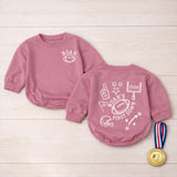 Noah's First Down Football Baby Romper with Custom Name, Sports-Themed Birthday Outfit for Toddlers, Personalized Milestone Gift