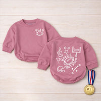 Noah's First Down Football Baby Romper with Custom Name, Sports-Themed Birthday Outfit for Toddlers, Personalized Milestone Gift