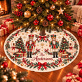 Nutcracker Christmas Tree Skirt with Custom Family Name, Festive Red and Green Holiday Decor, Traditional Ballet Design Tree Base Cover