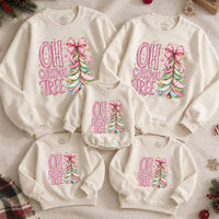 Oh Christmas Tree Sweatshirt Family Matching Outfits, Buy 4 Item Get 1 Free Banner 40x30 inch
