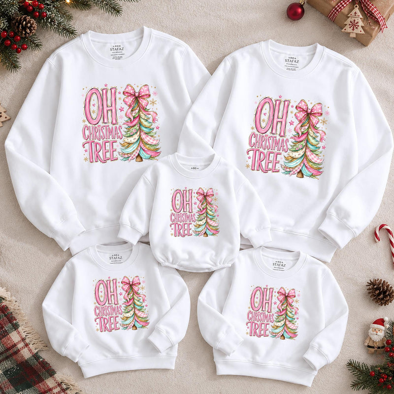 Oh Christmas Tree Sweatshirt Family Matching Outfits, Buy 4 Item Get 1 Free Banner 40x30 inch