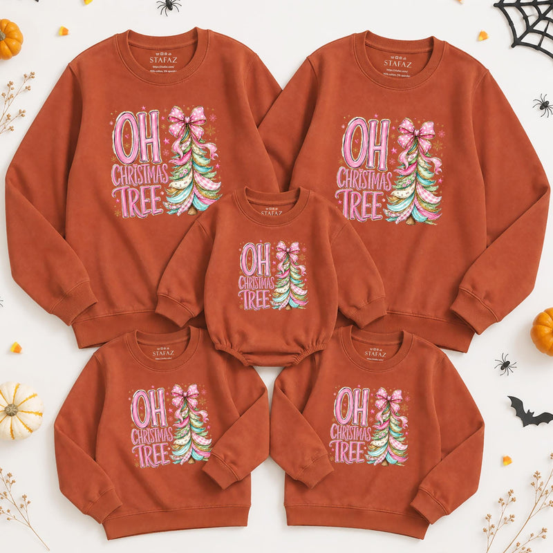 Oh Christmas Tree Sweatshirt Family Matching Outfits, Buy 4 Item Get 1 Free Banner 40x30 inch