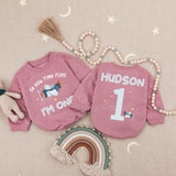 Oh How Time Flies I'm One Baby Romper with Airplane Graphic, Custom Name 1st Birthday Outfit for Toddler Party or Cake Smash Photos