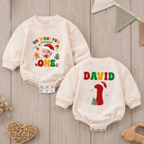 Oh What Fun It Is to Be One Christmas Shirts with Santa Hat Artwork, Matching Family 1st Birthday Outfit, Custom Name Sweatshirts