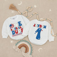 One American Dude Baby Romper, Custom 1st Birthday Outfit, Soft Cotton Fourth of July Party Clothes, Infant Boy Holiday Celebration Gift