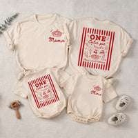 One Cutie Pie Matching Family Shirts and Baby Romper Set, Mama and Baby First Birthday Outfit with Custom Name