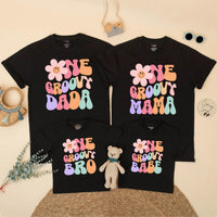 One Groovy Babe Matching Family Shirts Retro 70s Flower Design First Birthday Outfit Smash Cake Party Toddler Baby Girl Custom Cotton Gift