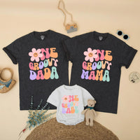 One Groovy Babe Matching Family Shirts Retro 70s Flower Design First Birthday Outfit Smash Cake Party Toddler Baby Girl Custom Cotton Gift