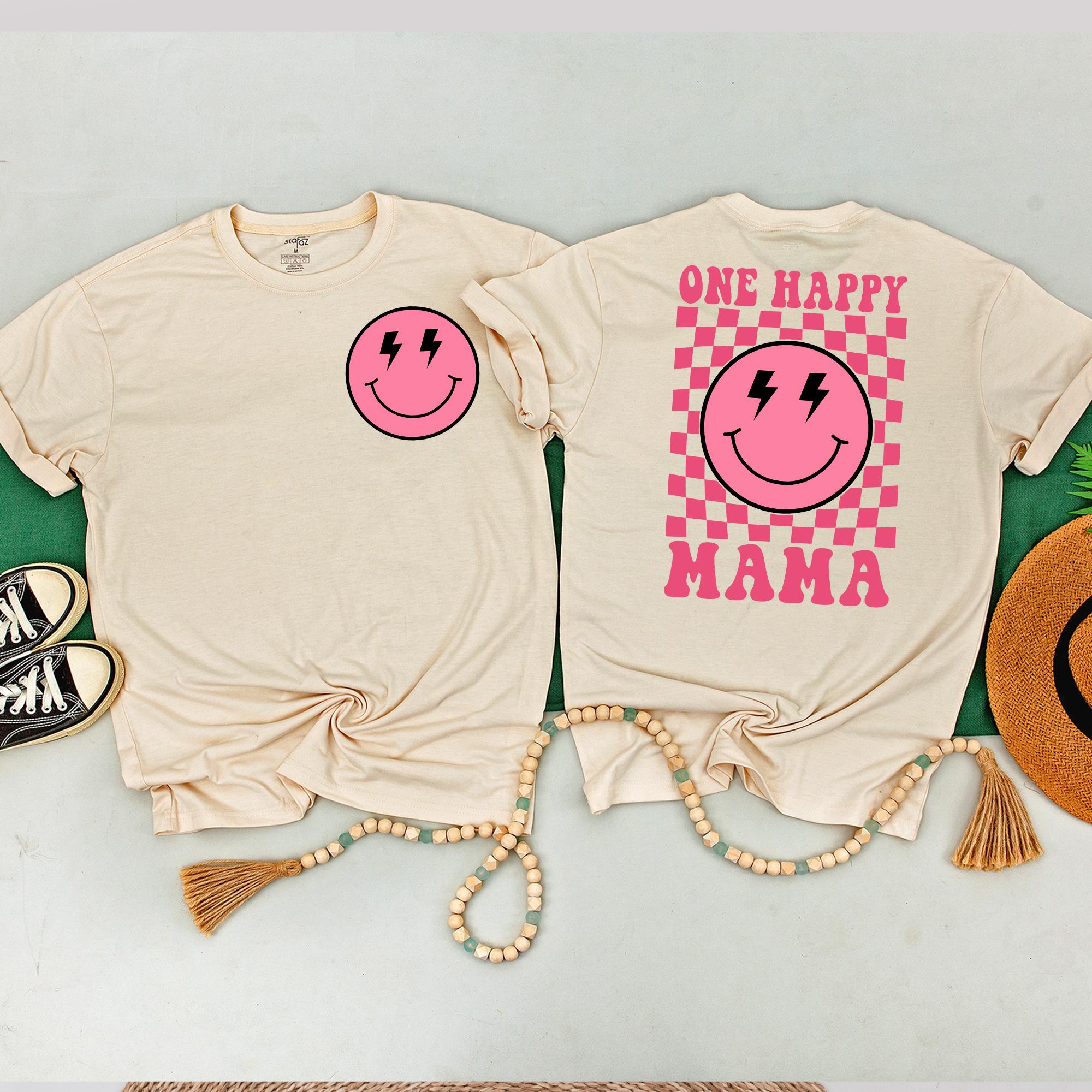 One Happy Babe Smiley Face Birthday Shirt for Family Matching Mommy and Me Outfit First Birthday Pink Checkered Cotton Custom Gift
