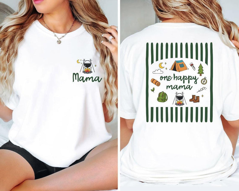 One Happy Camper 1st Birthday Outfit Set with Custom Name, Matching Family Camping Shirts and Baby Romper for Cake Smash