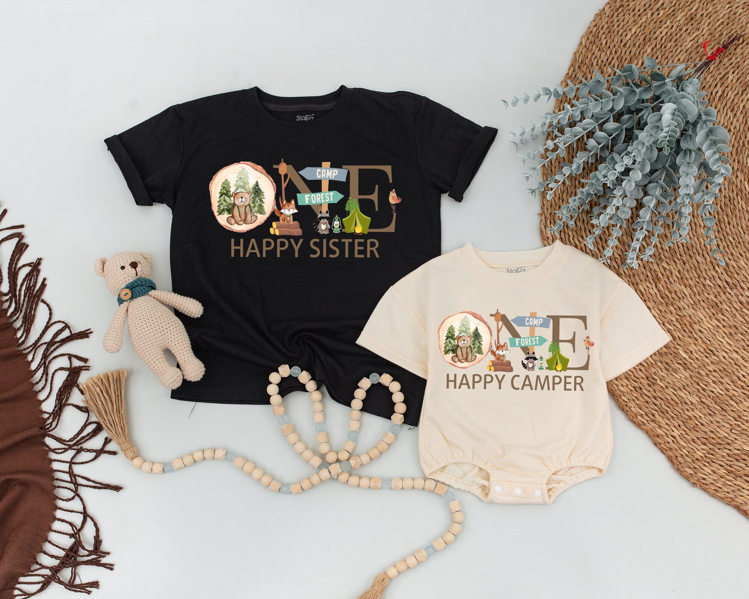 One Happy Camper Birthday Shirt Matching Family Outfit Adventure Tee Camping 1st Birthday Toddler Boy Girl Soft Cotton Custom Gift