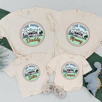 One Happy Camper Family Shirt Personalized Birthday Outfit Earthy Camping Theme Soft Cotton Design for Baby Toddler First Birthday