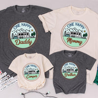 One Happy Camper Family Shirt Personalized Birthday Outfit Earthy Camping Theme Soft Cotton Design for Baby Toddler First Birthday