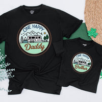 One Happy Camper Family Shirt Personalized Birthday Outfit Earthy Camping Theme Soft Cotton Design for Baby Toddler First Birthday